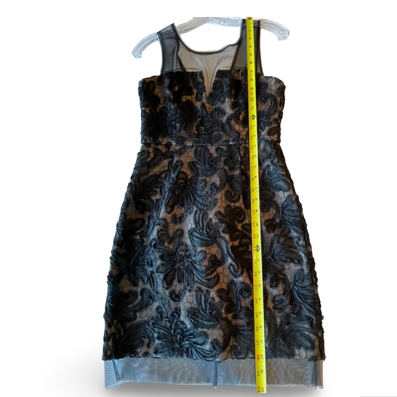 BCBGMaxAzria Black Floral Embroidered Illusion Sheath Dress Size 2 - Picture 6 of 12